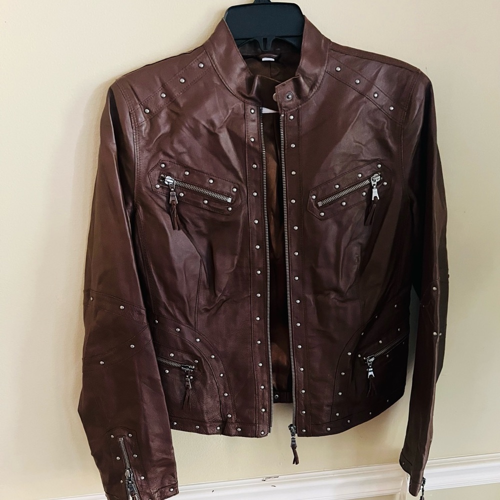 Pamela McCoy Brown Leather Jacket